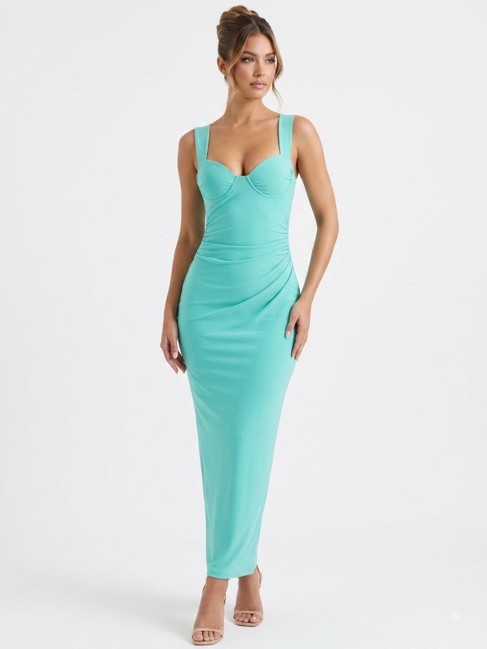 Express Aqua Sweetheart Maxi Dress